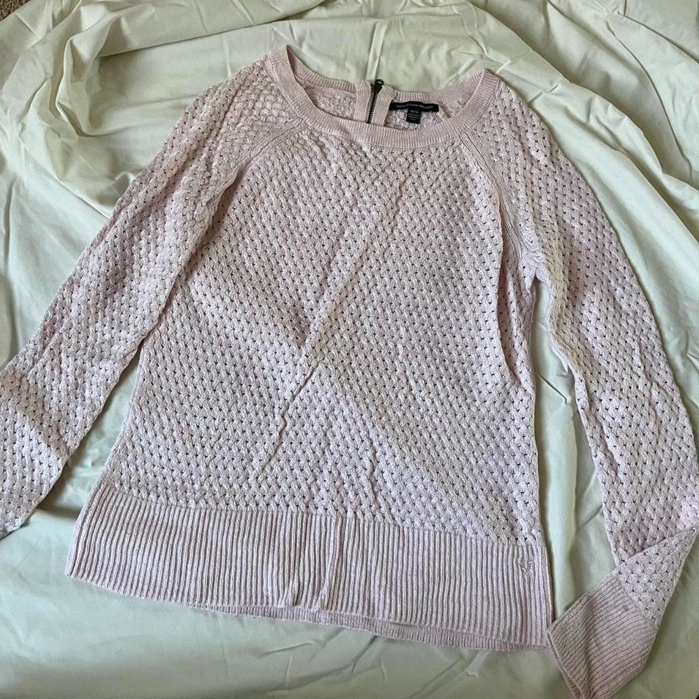 american eagle pink knit sweater preppy cozy coquette romantic light pink